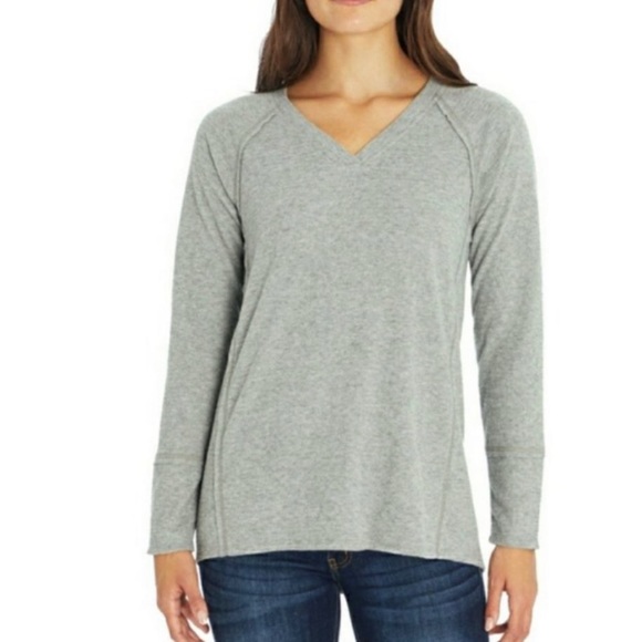 Wildfox : grey Haley brushed long sleeve V neck thermal - Picture 2 of 13